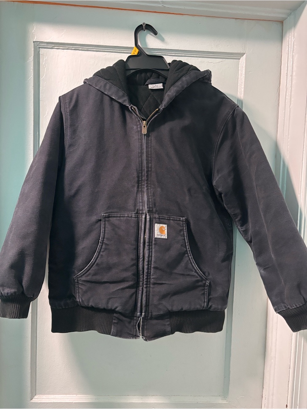 Carhartt Kids Black Hooded Zip Jacket with Patch Logo